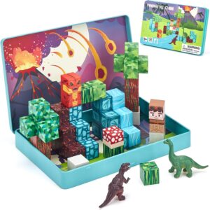 hahaland Mini Magnetic Building Blocks from 3 Years, 48 Pieces & 2 Dinosaur