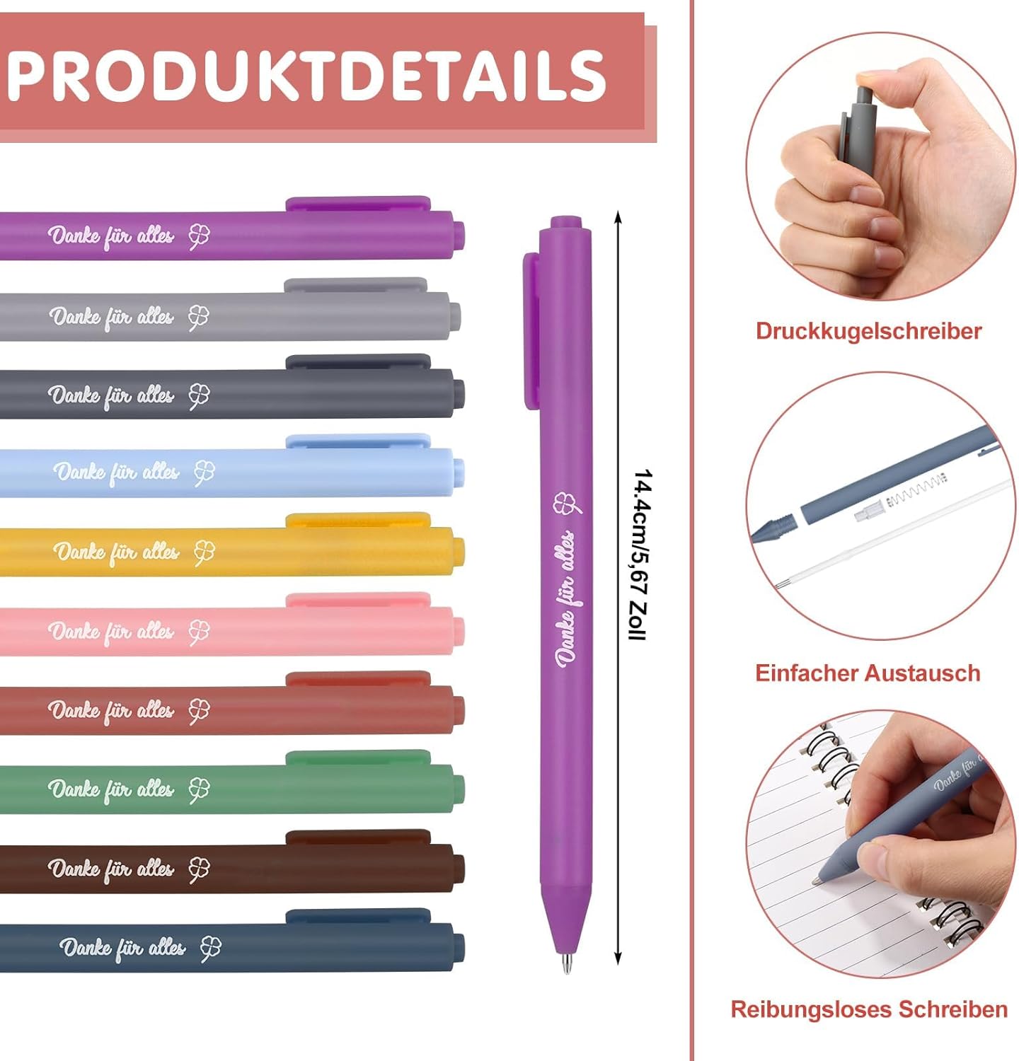 10 Sets Team Colleagues Thank You Farewell Gifts Inspirational Morandi Spiral Notepads Notepad Motivation Ballpoint Pen Small Gift for Employees Colleague Job Change Team – Bild 3