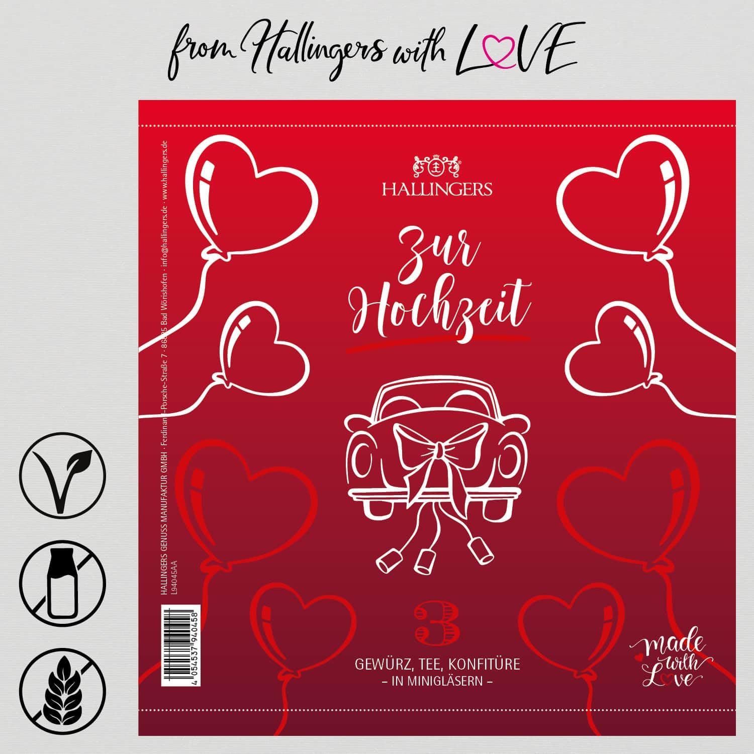 Hallingers Wedding Gift Set - 3-Piece Gift Set with Tea, Jam and Spice - Delicatessen Enjoyment Set as Gift Idea, Gourmet Gift Vegan (Set) - Gift Ideas Christmas & Gifts Advent Calendars – Bild 6