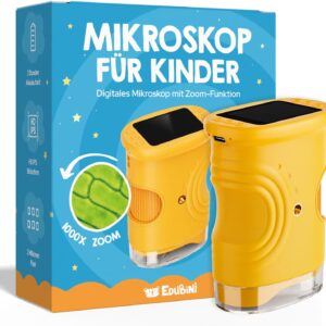 Edubini Digital Microscope for Children [1000x Magnification] – Portable Pocket Microscope for Garden, Forest & Experiments – Children’s Microscope Toy with Digital HD Screen [Includes Photo Function]