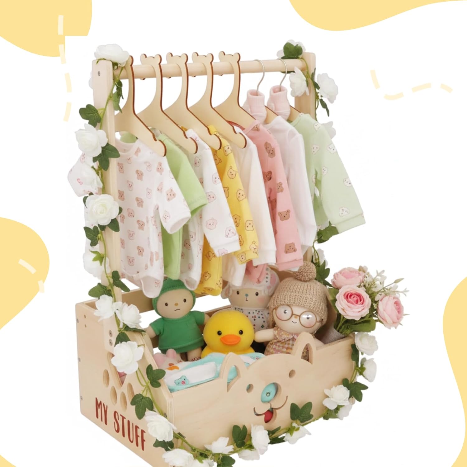 Baby Gift Basket for Birth with Hanger & Decoration for Gifts – Bild 9