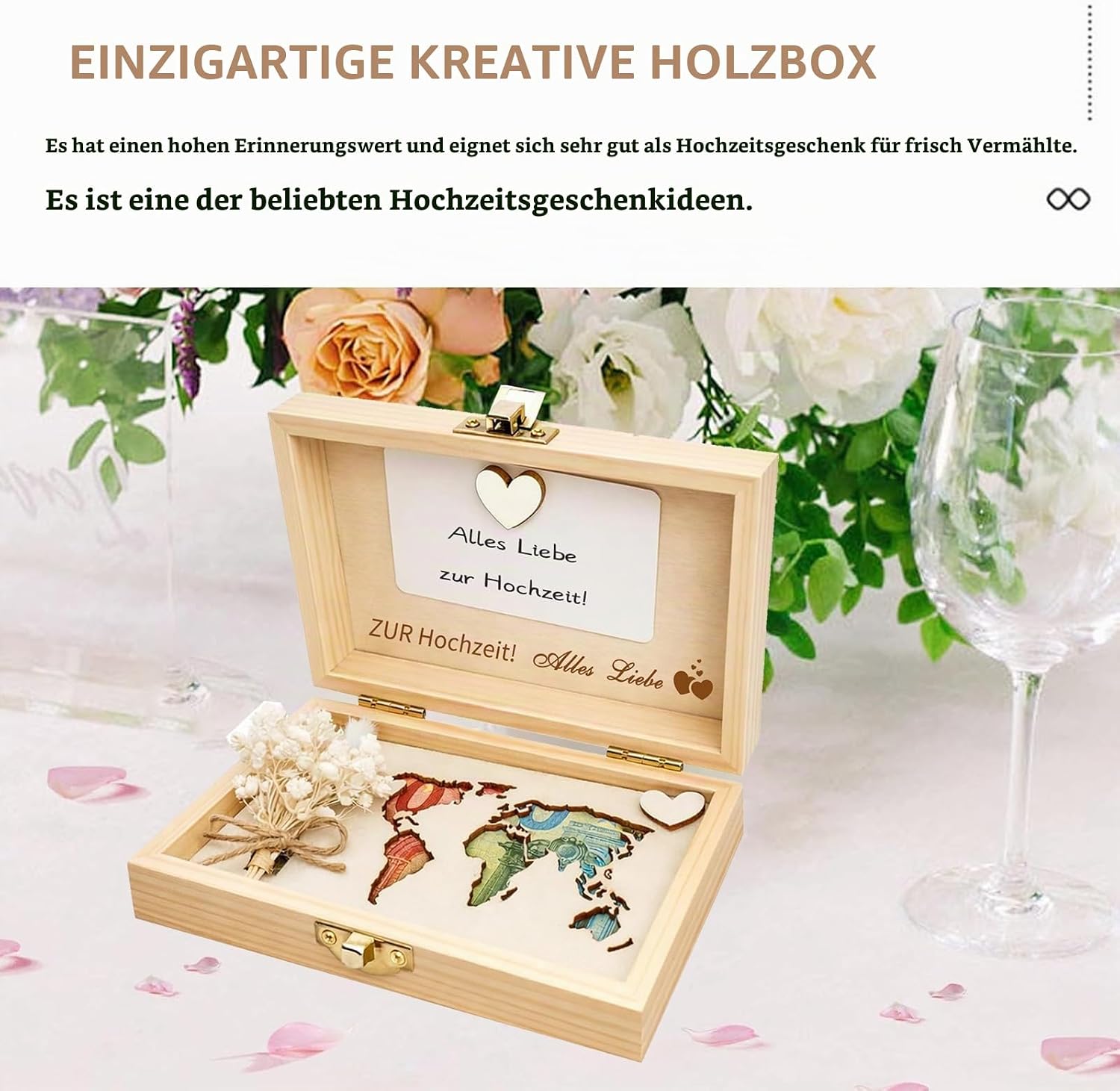 Money Gift Wedding World Map Wooden Wedding Card Money Gift – Bild 4