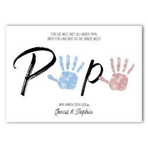Handprint Children's Baby Gift for Dad Template Personalised with Name Father's Day (2 Handprints)