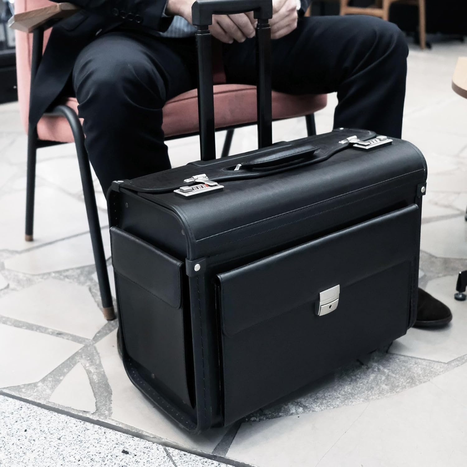 Alassio - 92301 SILVANA - trolley pilot case, wheeled, imitation leather, black – Bild 13
