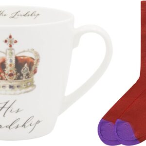 Lesser & Pavey His N Hers His Lordship Mug and Sock Gift Set 17oz Coffee Tea and Hot Drinks Reusable Fine China Tea and Coffee Cups for Everyday Use