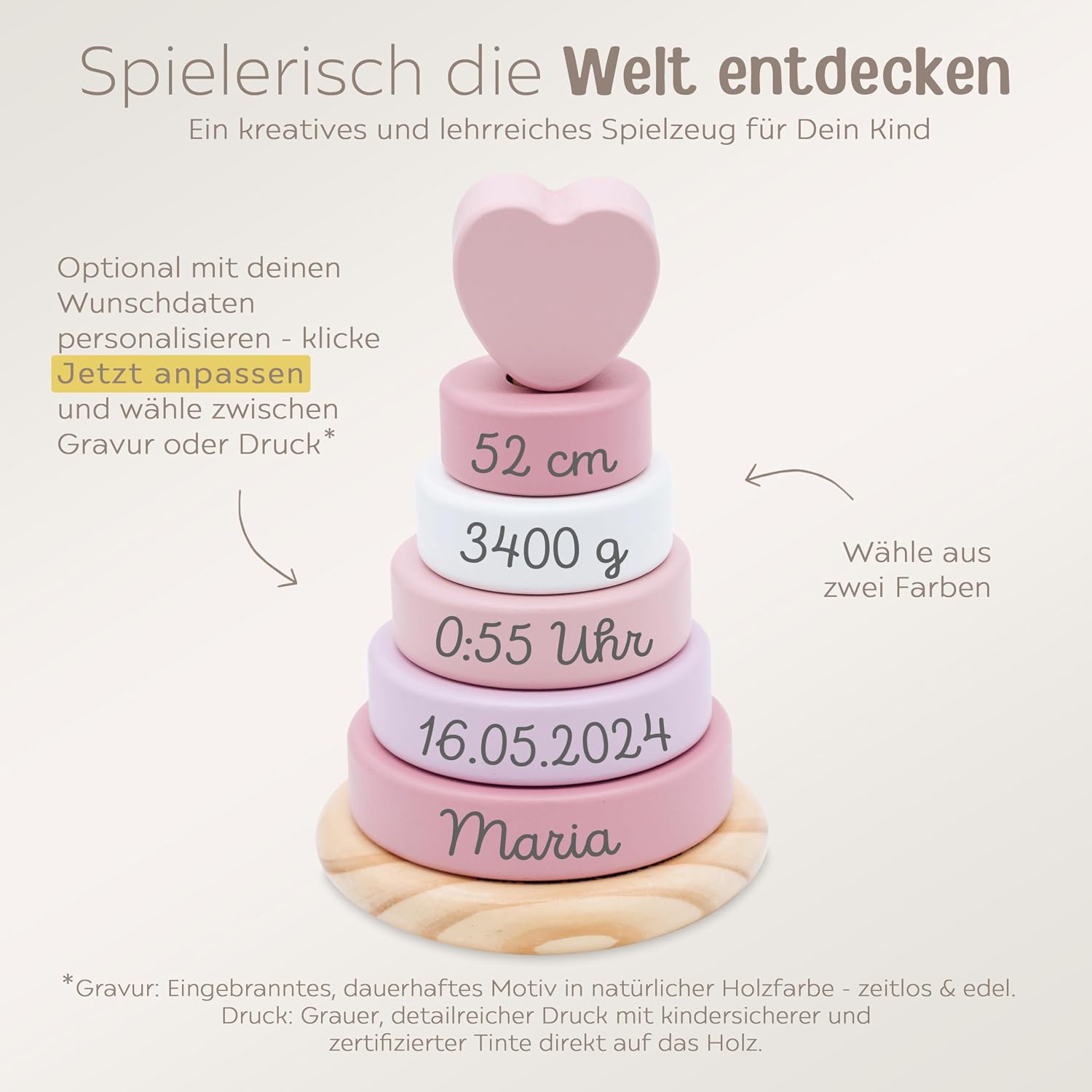 wunderwunsch smallfoot Wooden Stacking Tower from 1 Year Pyramid – Bild 2