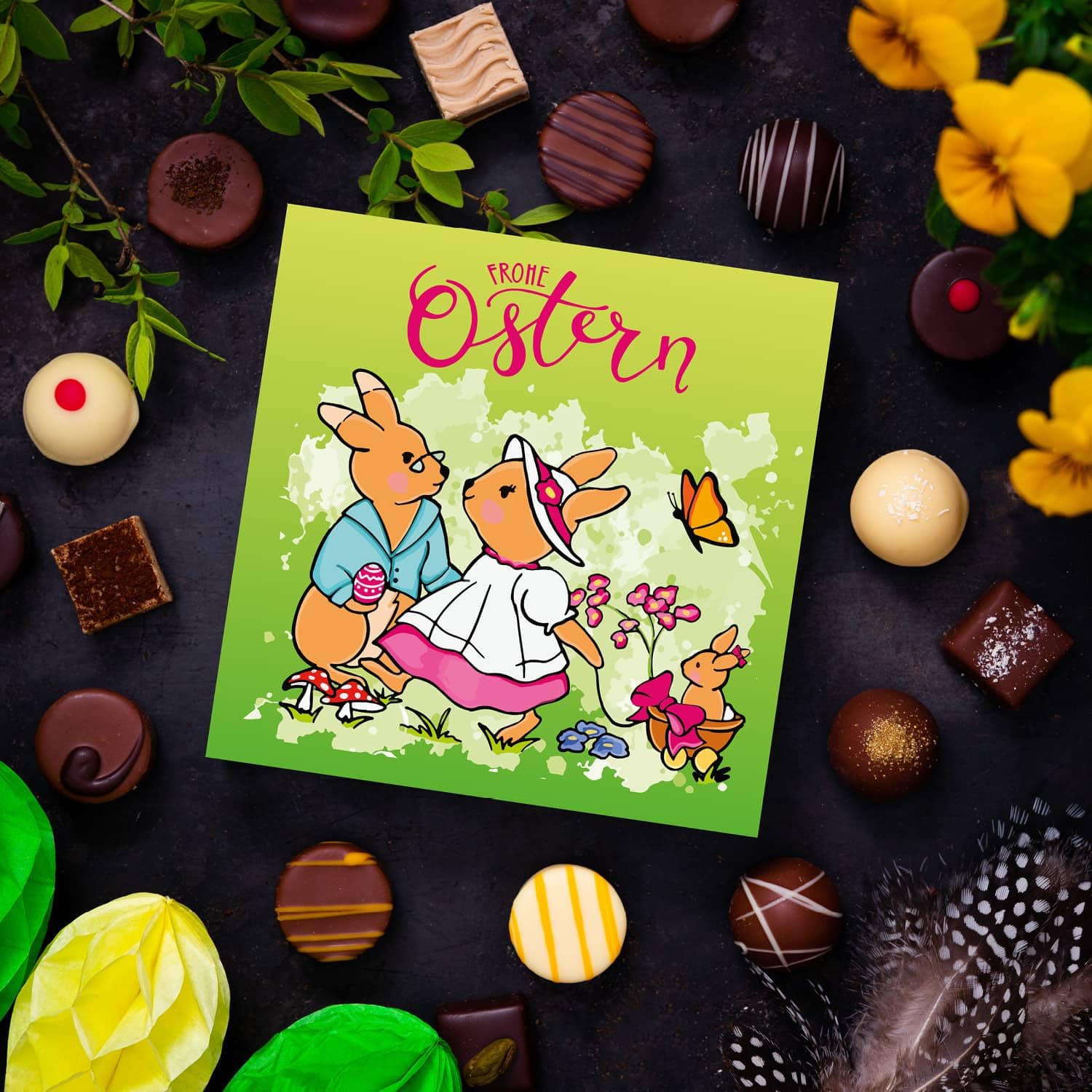Hallingers Genuss Manufaktur Feinkost Easter Gift Set - XXL Gift Basket "Easter Big Box..." Large Easter Nest Chocolate, Coffee, Chocolate, Easter Eggs & Easter Bunny, Easter Baskets for Women Men – Bild 3