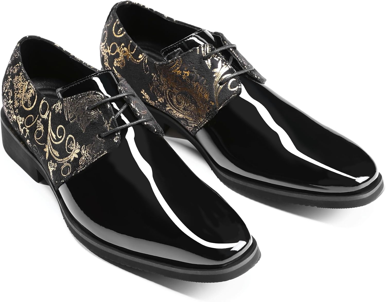 YFFUSHI Men's Suit Shoes Paisley Jacquard Leather Shoes Business Wedding Evening Shoes Derby Tuxedo – Bild 4