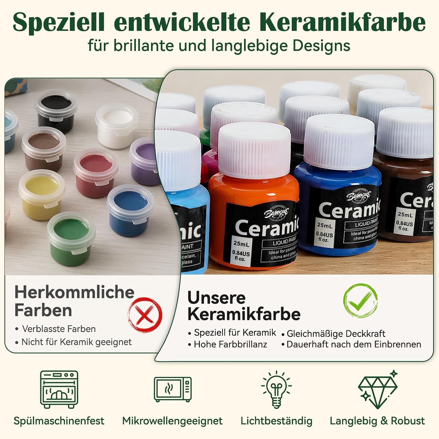 DIY Ceramic Painting Set - Includes 2 Cups for Painting, Paints, Brushes & Stencils, Cup Painting Set for Beginners, DIY Craft Set, Creative Gift for Adults – Bild 2