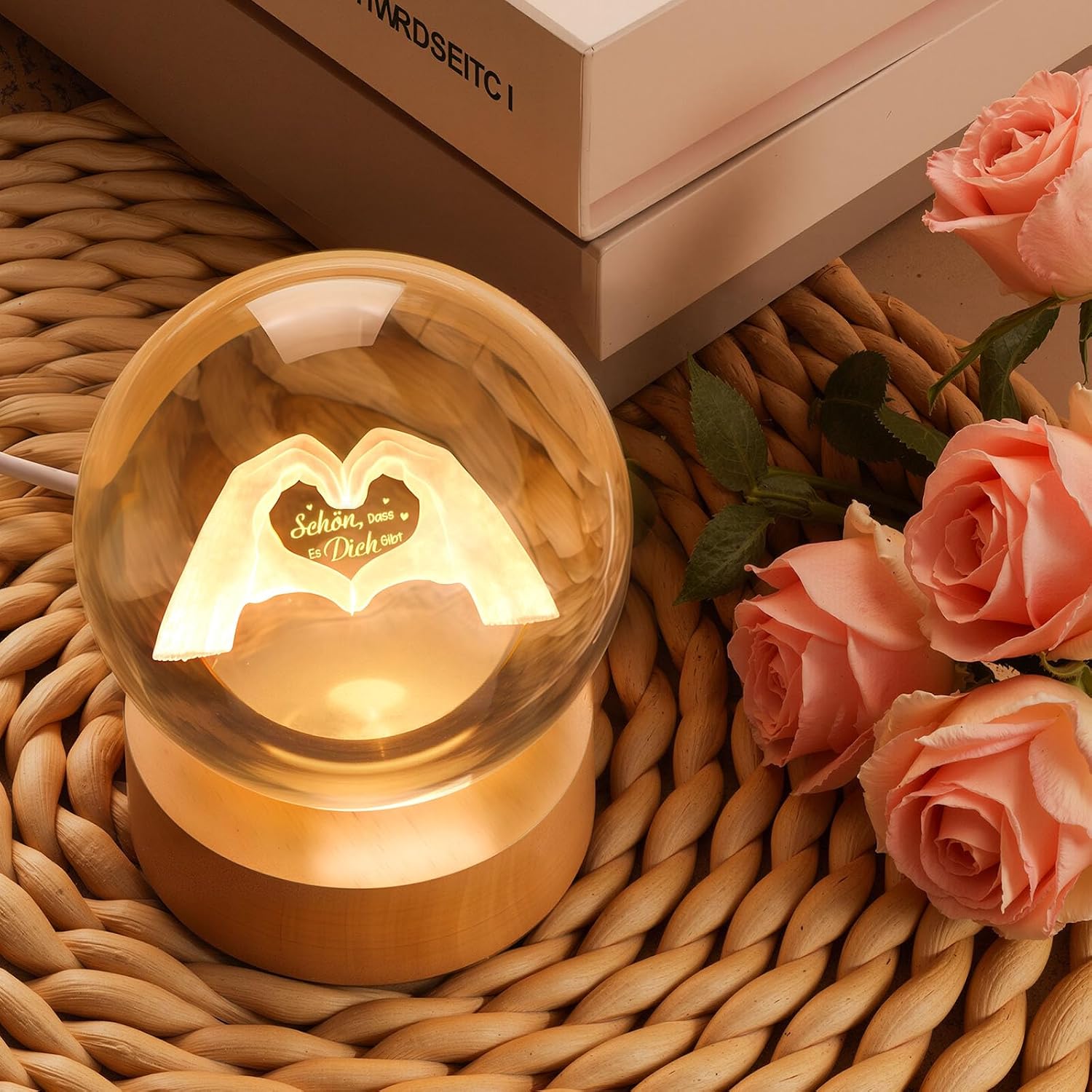 TUZELIYA Schön Dass Es Dich Gibt Crystal Glass Ball Gifts for Women Girlfriend Wife Mum Grandma Thank You Gift Personalised Gift for Birthday Wedding Christmas – Bild 4
