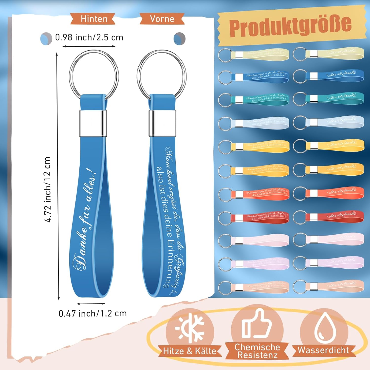 24 Silicone Motivational Key Rings for Colleagues Keyring Thank You for All Employees Gift Colleague Job Change Retirement Farewell Gift – Bild 3