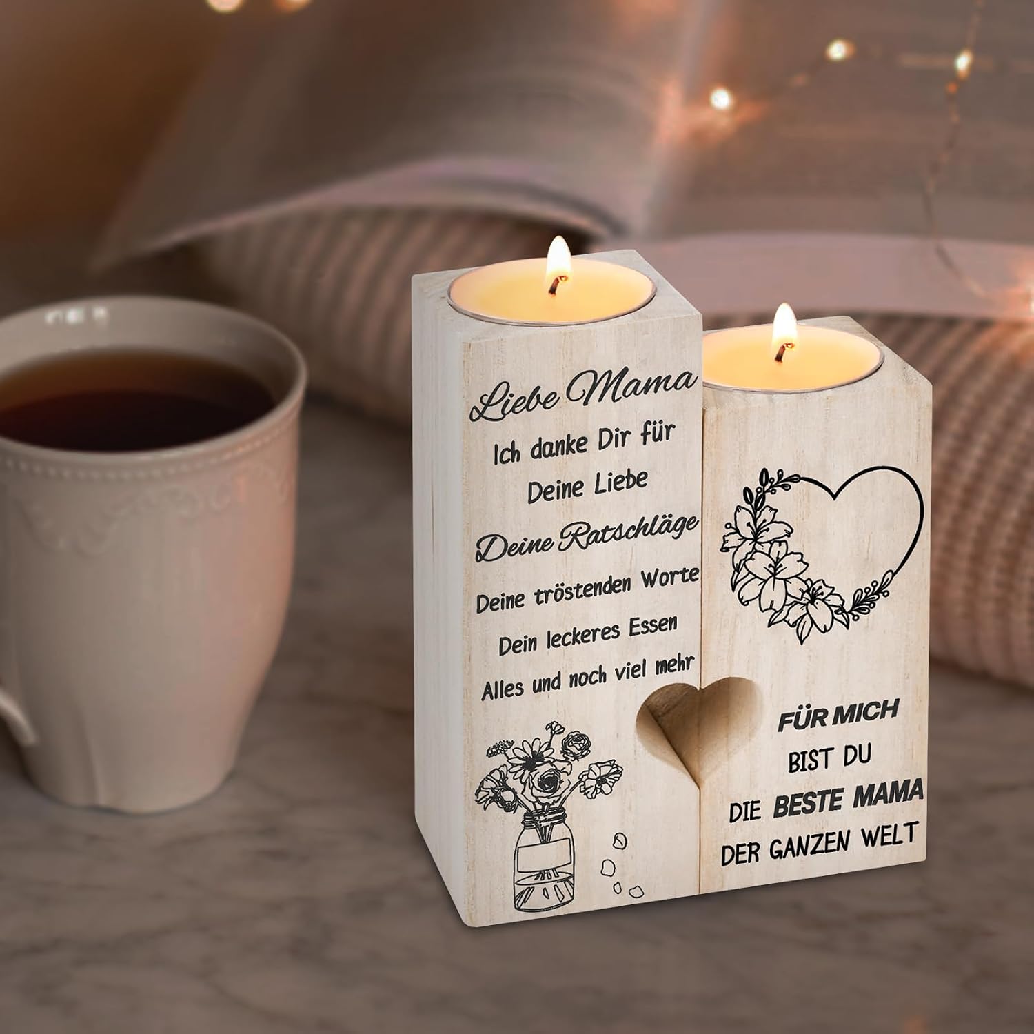 Mother's Day Gift, Wooden Candle Holder, Mother's Day Gifts for Mum, Grandma – Bild 6