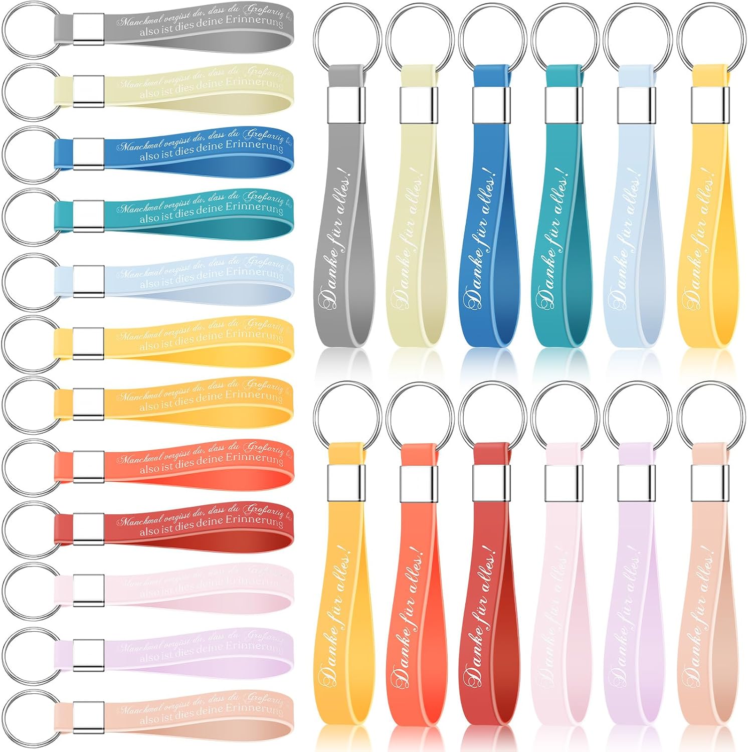 24 Silicone Motivational Key Rings for Colleagues Keyring Thank You for All Employees Gift Colleague Job Change Retirement Farewell Gift