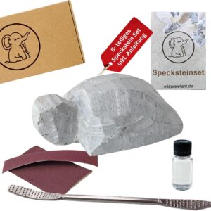 Eli® Soapstone Set - Carving Set Including Turtle Blank with Tools
