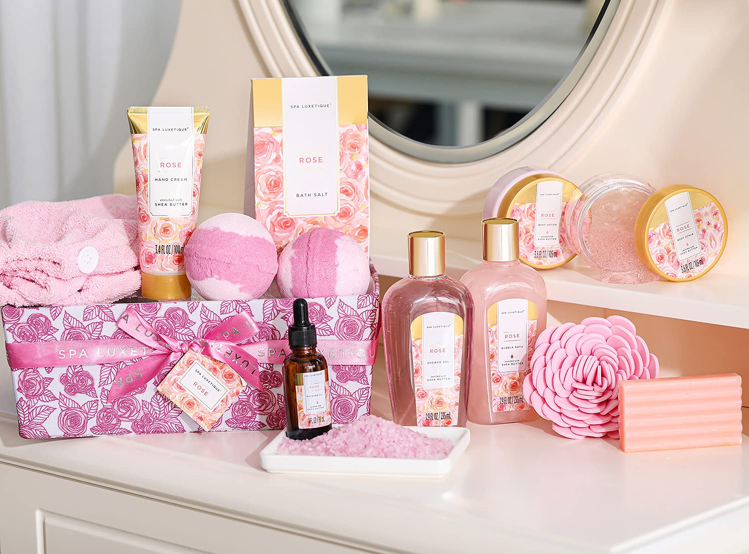 Gift Basket for Women, Spa Luxury, 12-Piece Rose Fragrance Bath Gift Set, Valentine's Day Gifts for Women, Birthday Gift, Wellness Set for Women, Gift Box, Mother's Day Gift, Christmas – Bild 7