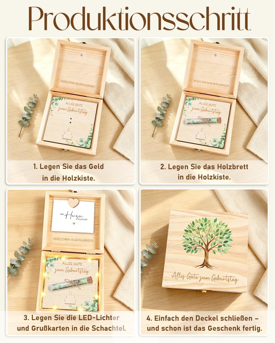 Birthday Wooden Box with Lock, Money Gifts Packaging – Bild 7