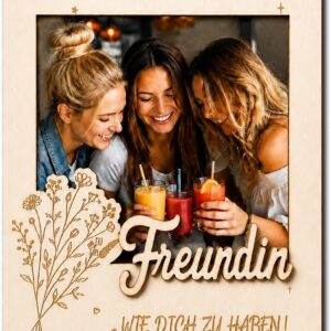 Magnetic Wooden Picture Frame with 3D Lettering, Happiness is a Girlfriend Like You, Photo Frame for a Together Photo, Gift Idea Birthday Farewell Thank You (Girlfriend)