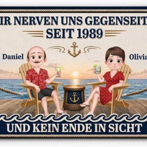 Personalised Door Sign – Wir Nerven Uns Gegenseitig Seit – Personalised Gifts Couple, Wedding Anniversary Gift, Wedding Gift for Husband (Model #11)