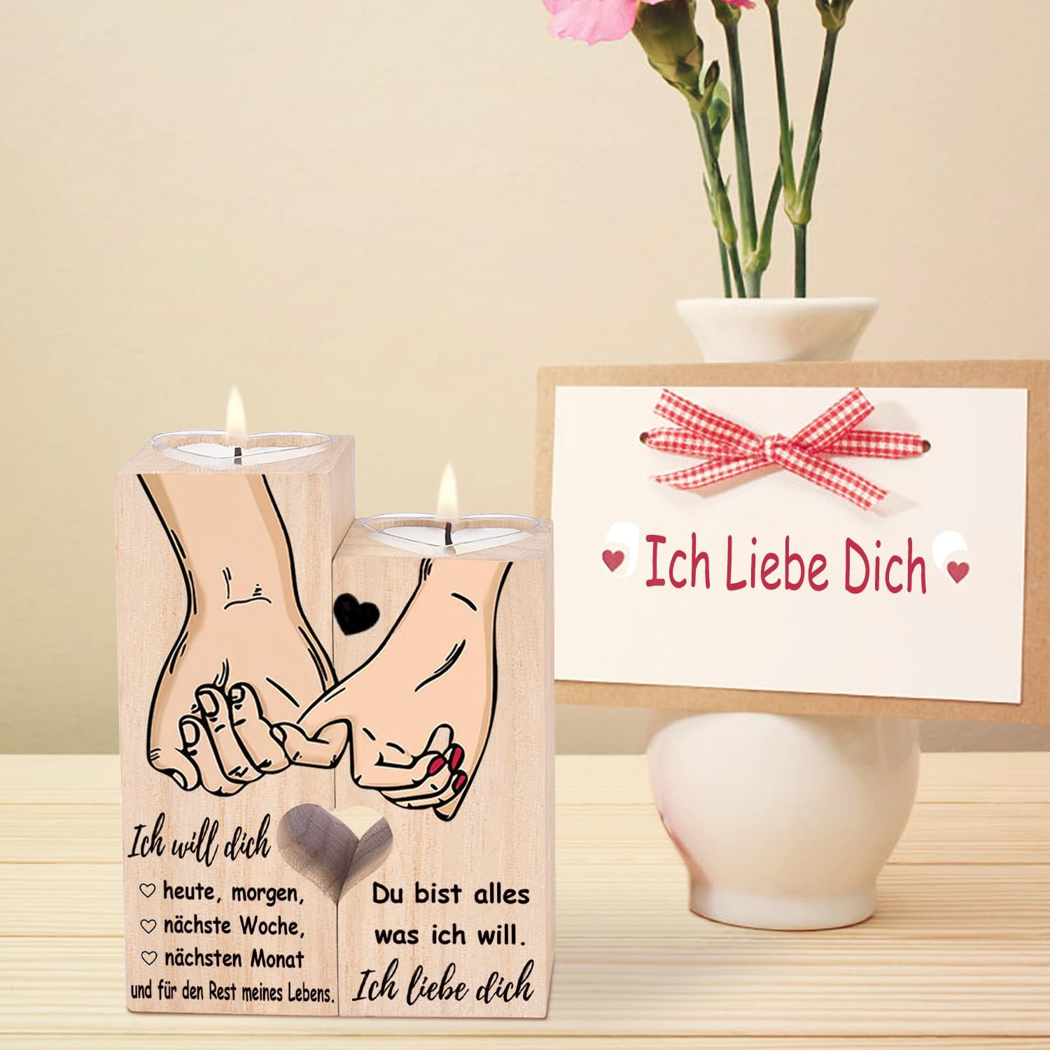 I Love You Gifts, Anniversary Gift for Him and Her, Candle Holder - Wedding Anniversary Gifts for Couples, Romantic Gift for Woman and Man – Bild 4