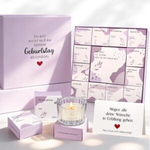 Birthday Gift for Women, Purple, Pack of 12 Scented Candles Gift Set