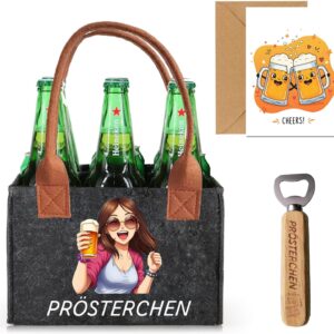Gift for Women, High-Quality Felt Beer Bag for 6 Bottles with Bottle Opener & Greeting Card, Beer Lovers Birthday, Hen Party Gift – Ideal Beer Gift for Women, Friends, Colleagues