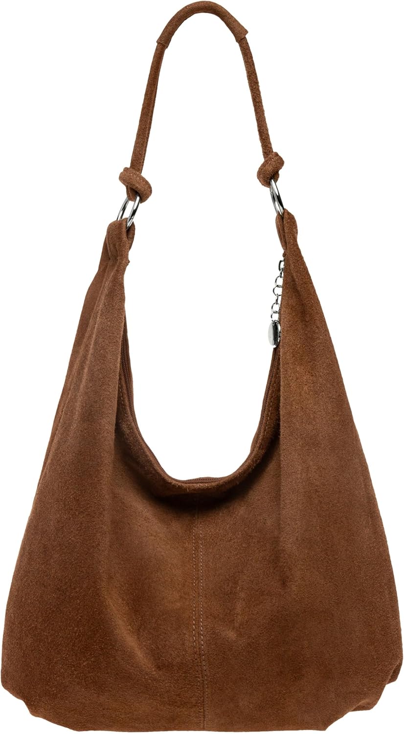 Caspar Large Women's Vintage Suede Bag Velvet Soft Leather Shoulder Bag - Classic Line - Model No. 617 - Made in Italy