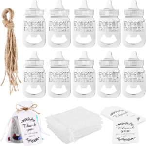 Pack of 10 Bottle Openers for Baby Shower Party Favours Christening Baby Shower Christening Party Favour Birthday Party Keepsake Decoration Baby Bottle Shape Favours for Baby Shower Favours (Silver 01)