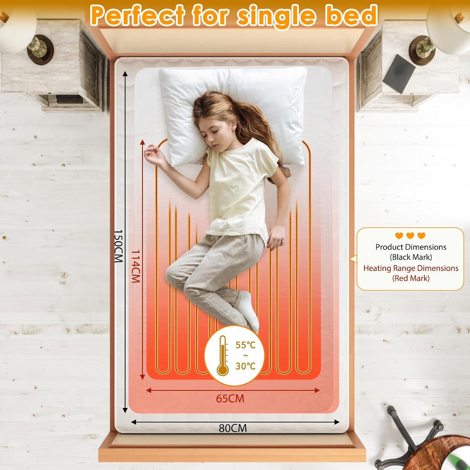 TLGREEN Thermal Underblanket 100 W with 8 Hour Automatic Shut-Off 150 x 80 – Bild 3