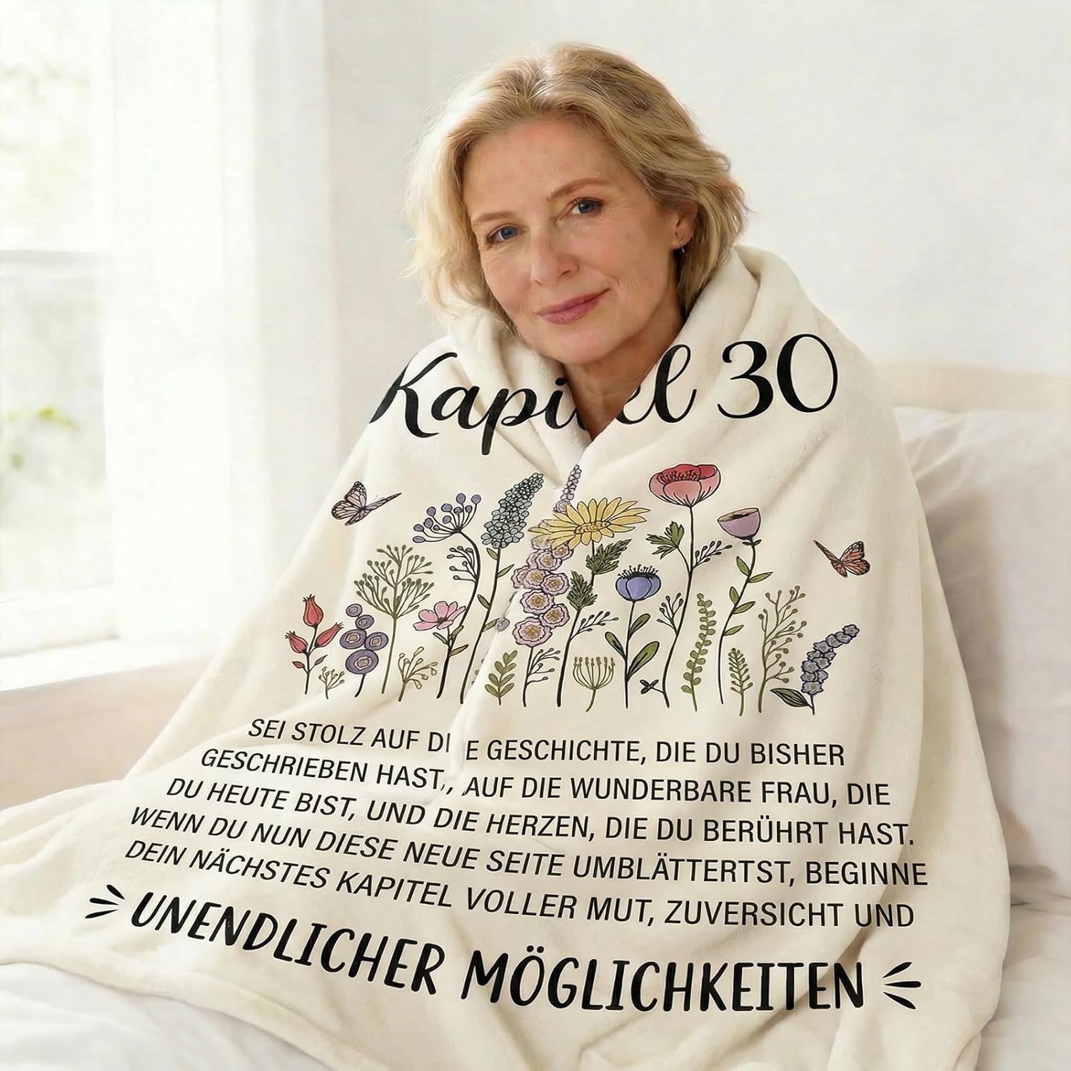30th Birthday Gifts for Women, Flannel Blanket 130 x 150 cm, Gift for a 30 Year Old Woman, Gift for Her from 1996, Birthday Gifts for Women, Mum, Grandma, Wife – Bild 6
