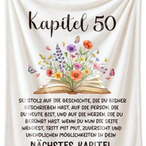 50th Birthday Gift for Women, „Chapter 50“ Cuddly Blanket