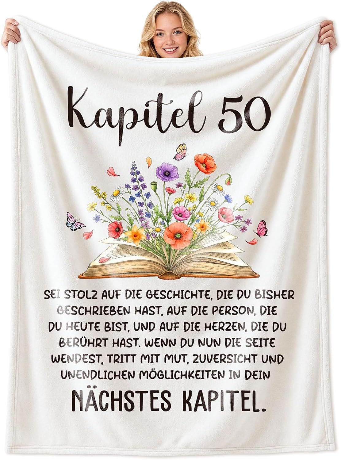 50th Birthday Gift for Women, "Chapter 50" Cuddly Blanket