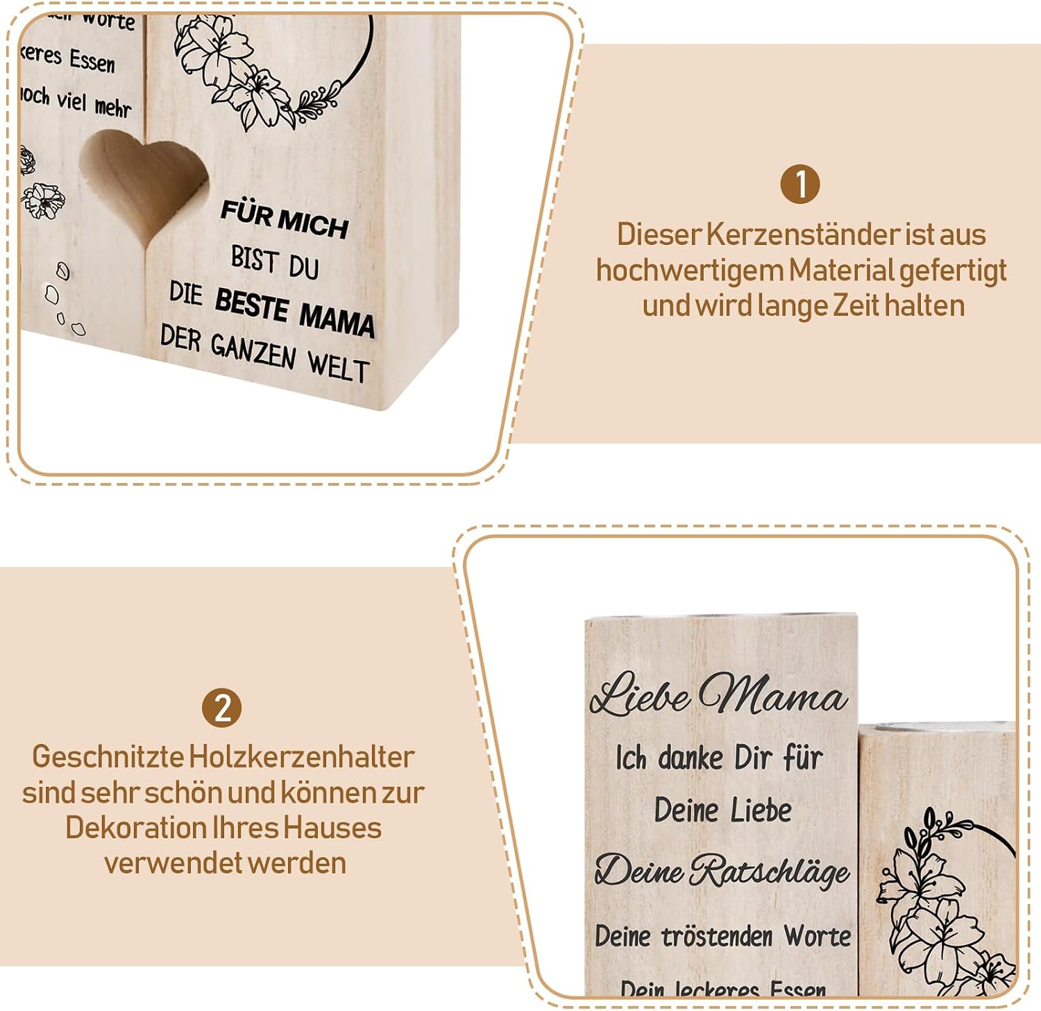 Mother's Day Gift, Wooden Candle Holder, Mother's Day Gifts for Mum, Grandma – Bild 5