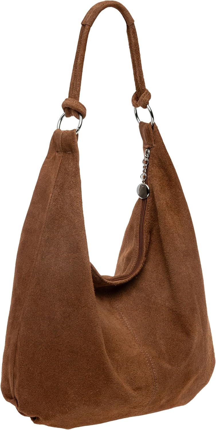 Caspar Large Women's Vintage Suede Bag Velvet Soft Leather Shoulder Bag - Classic Line - Model No. 617 - Made in Italy – Bild 4