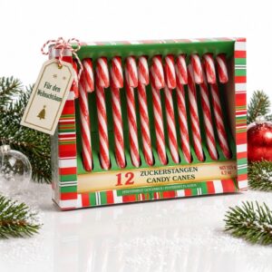 MC-Trend Candy Canes Pack of 12 - Edible Christmas Decorations with Peppermint Flavour, Ideal as Tree Decorations and Festive Candy for Christmas (Set of 12)
