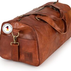 Berliner Bags Oslo Vintage Leather Duffel Bag Brown