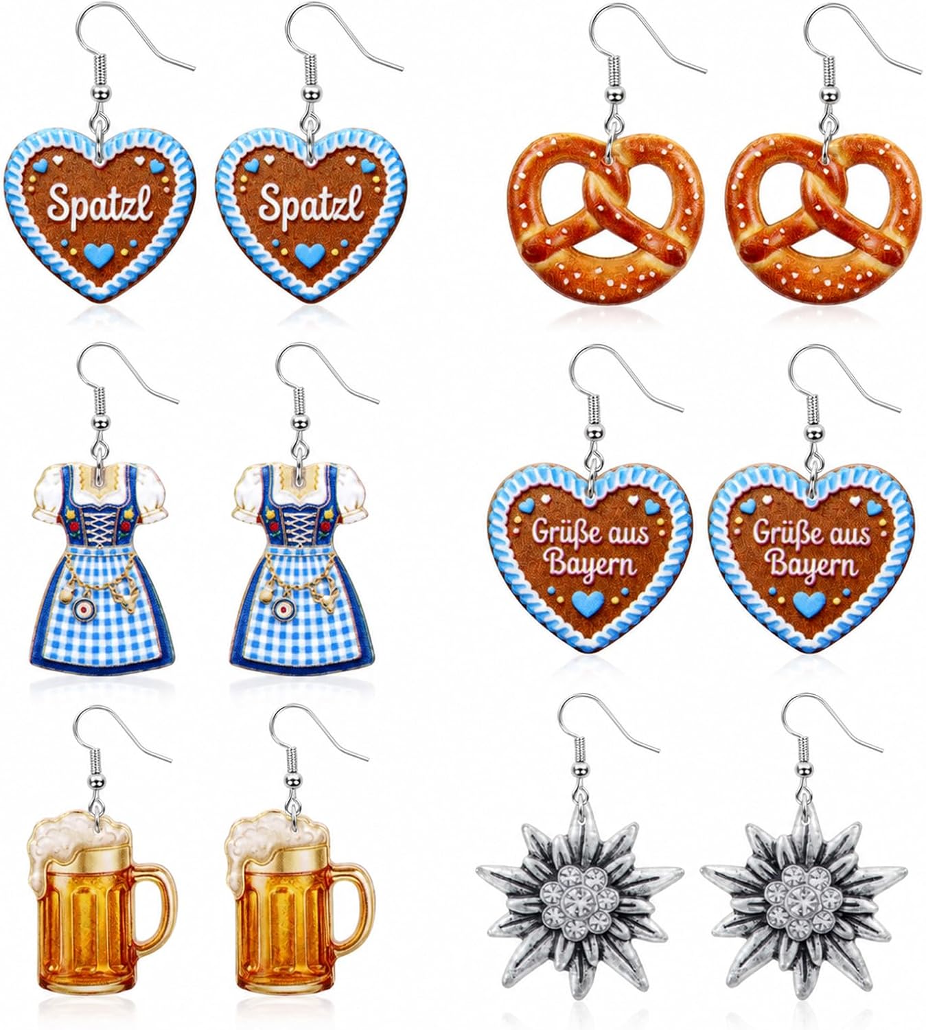 Oktoberfest Decorative Accessories 6 Pairs of Earrings Oktoberfest