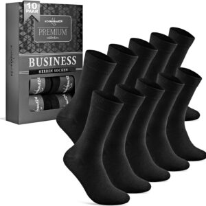 Men's Socks 10 Pairs Business Men's Socks Made of Breathable Cotton without Pressing Seam, Suit Socks Black