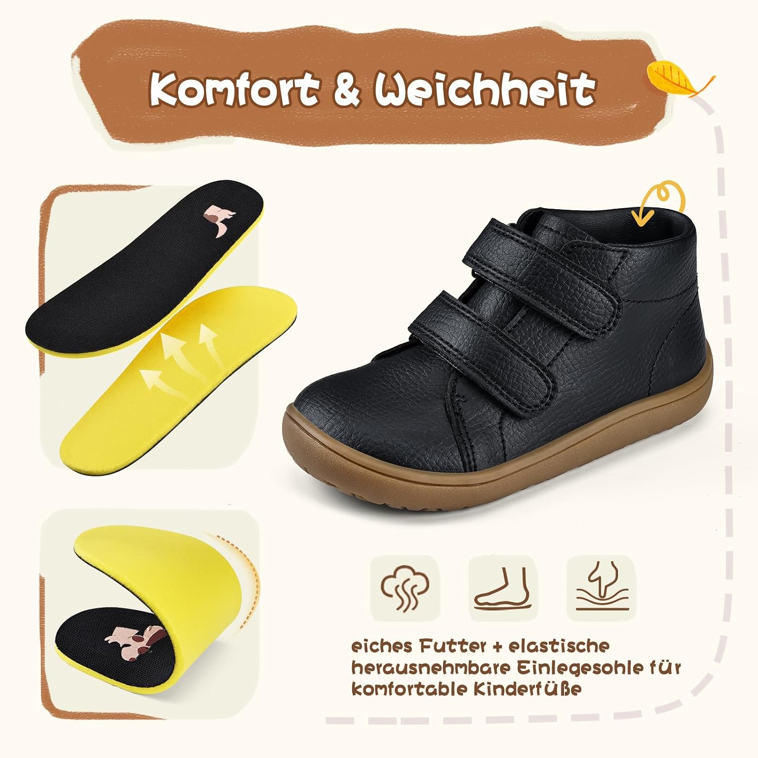 IceUnicorn First Walking Shoes Children's Barefoot Shoes Soft Leather – Bild 5