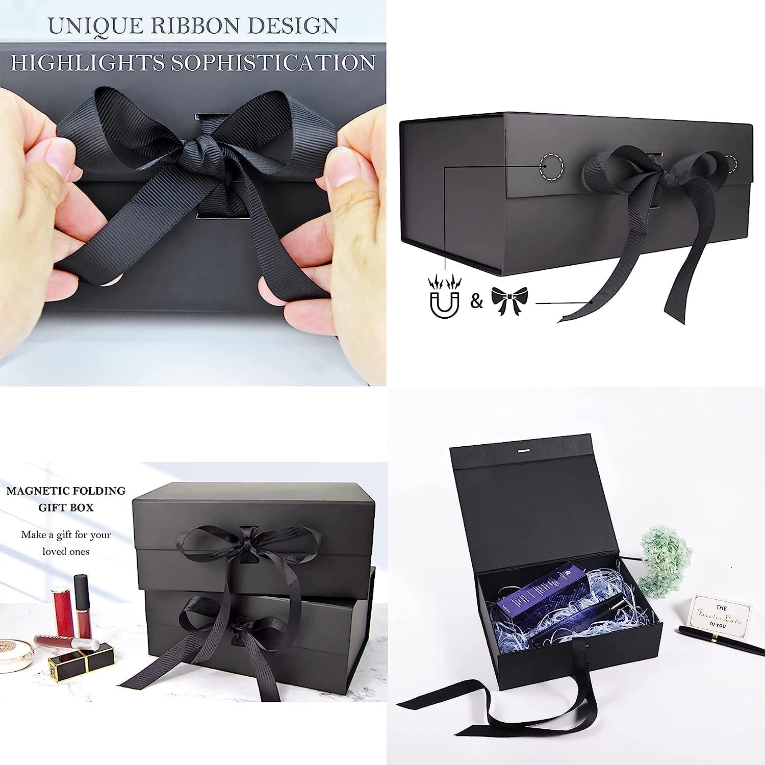 YeahBoom Gift Box with Bow, Box + Bag + Ribbon + Light, Magnetic, Gift Box with Lid, Gift Box with Ribbon, Gift Box for Gifts, Valentine's Day – Bild 5