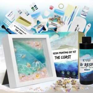 iLAND Craft Set Adults and Creative Set for Adults UV Resin Set with Lamp Sea Art and Craft Set Beach Craft Project DIY Set Coast Decoration Craft Gifts for Teenagers Creative Gift