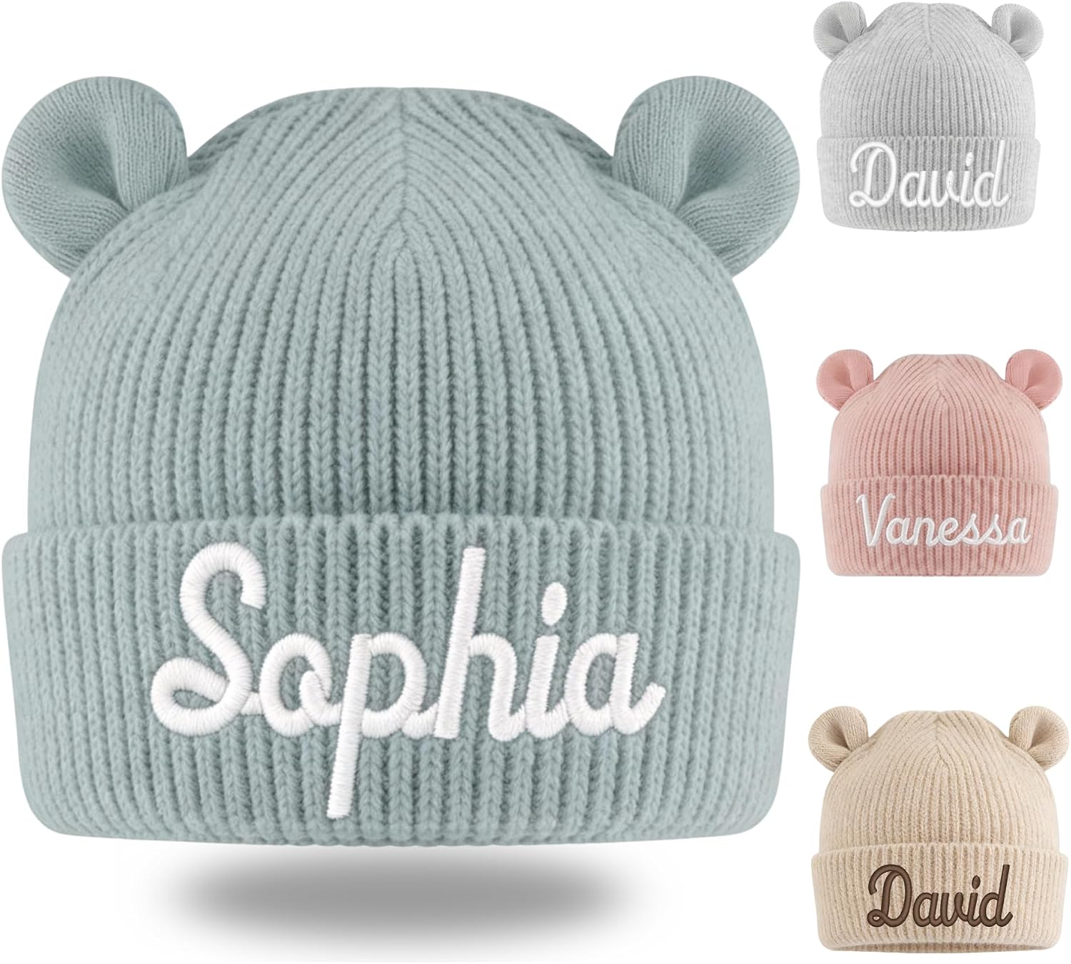 Baby Hat Personalised with Name - Knitted Hat Baby 6-24 Months, First Hat & Toddler Hat, Personalised Baby Gift for Birth, Baby Gift