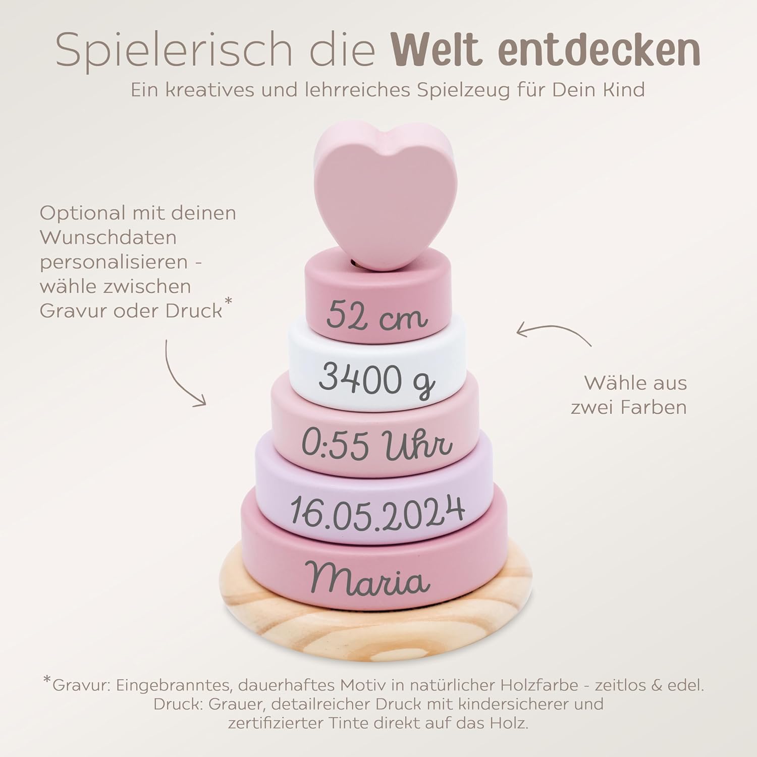 wunderwunsch smallfoot Wooden Stacking Tower from 1 Year Pyramid – Bild 6