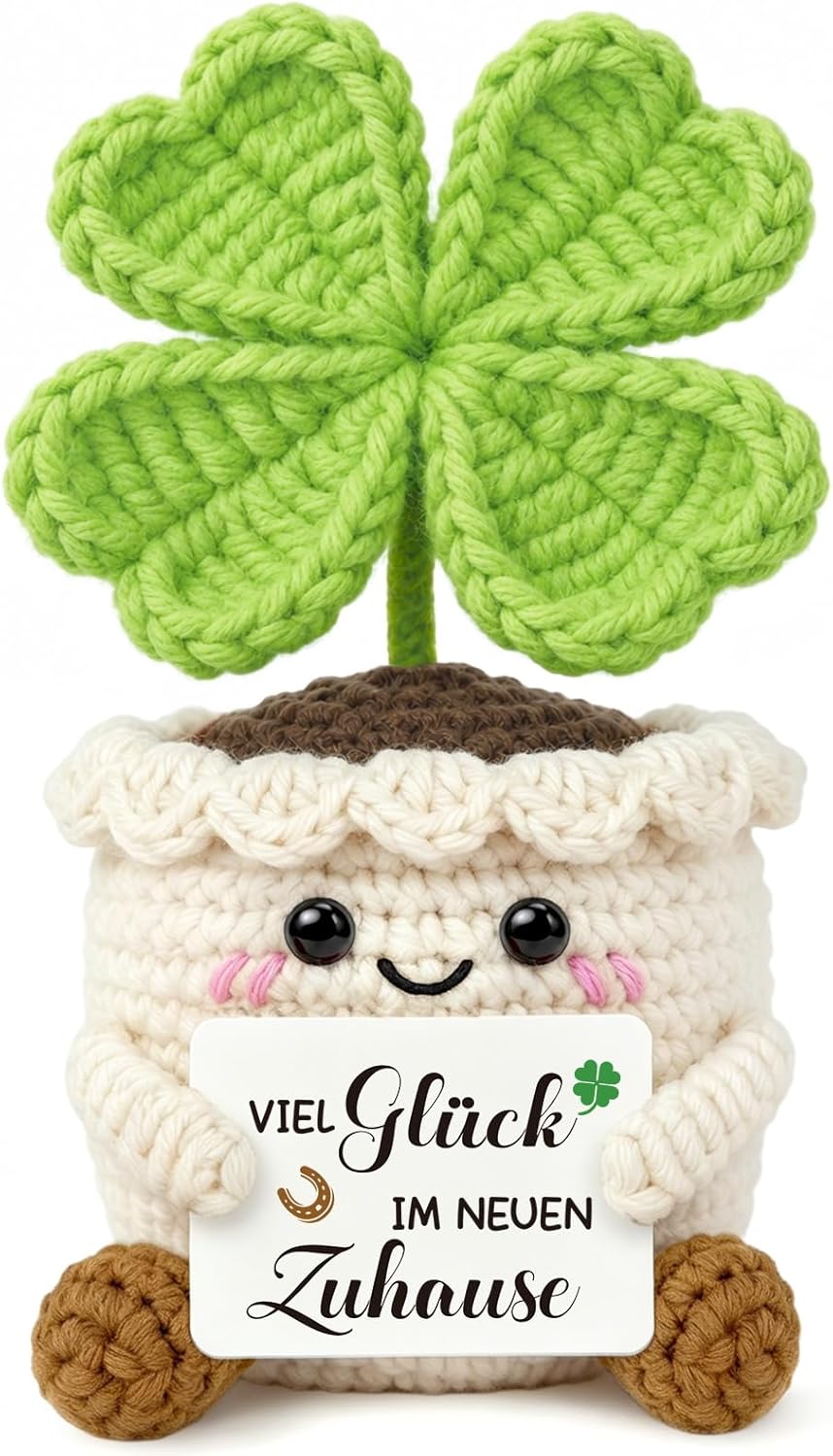 Housewarming Gifts Apartment, 2026 Housewarming Gift Home - Lucky Charm Knitted Four Leaf Housewarming Gifts House Gift New Apartment for Friend Colleague
