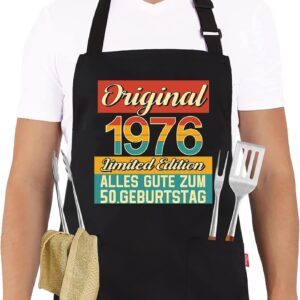 Aprons Birthday Gift, Original Limited Edition Kitchen Apron as Birthday Gift, Birthday Gift Ideas for Men and Women, Friends, Brother, Dad, Grandma, Grandpa, Original 1976, One size fits all