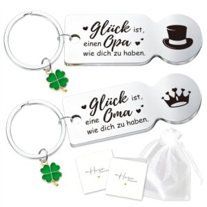 Grandma and Grandpa Gifts, 2 Pieces Shopping Chip Key Ring Lucky Charm with Greeting Cards, Grandpa Gift Birthday, Gifts for Grandma Birthday, Best Grandma/Grandpa Gifts