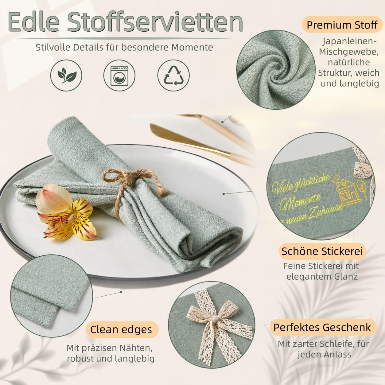 Housewarming Gift - Bread and Salt Set Housewarming Gift for Home & Apartment with Bread Basket, Tea Towel, Cooking Spoon & Sticker Including Greeting Card - Housewarming Gift for Topping Out Many – Bild 5