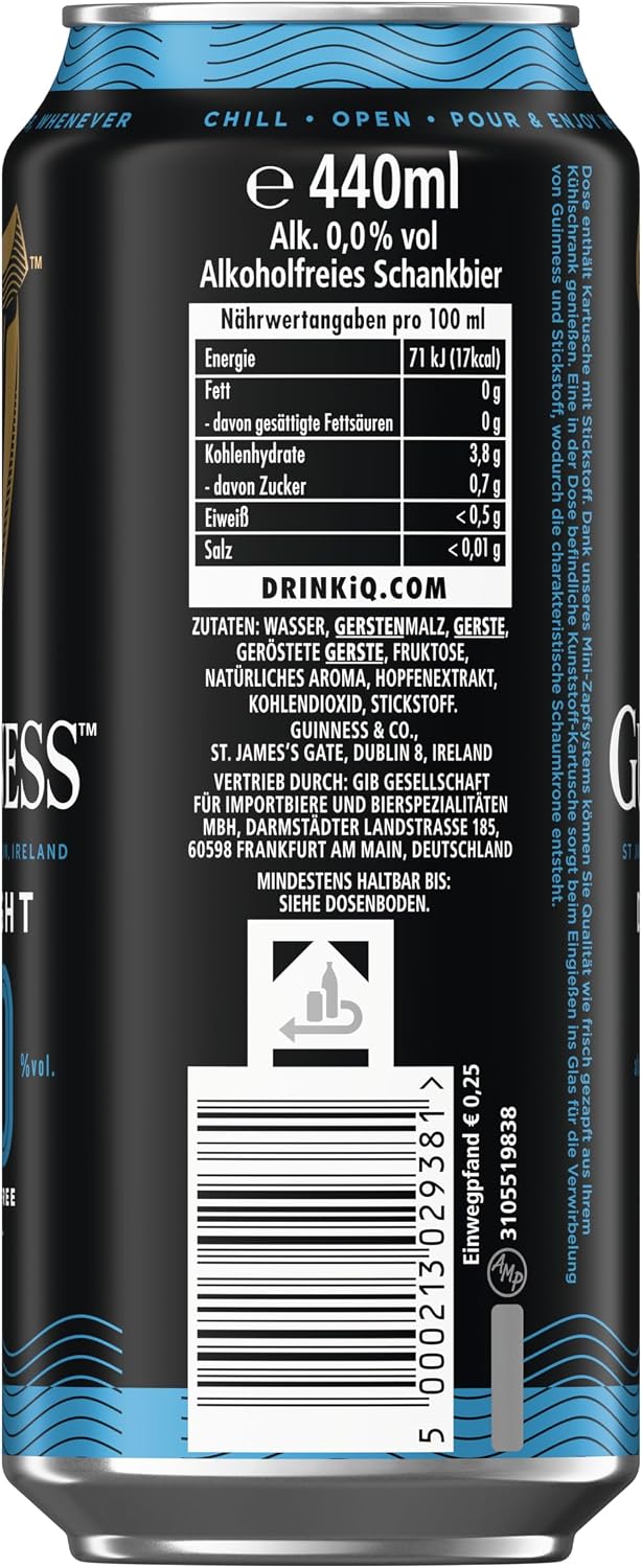 Guinness Draught 0.0 Alcohol Free, Disposable 24 x 0.44 L Tin – Bild 2
