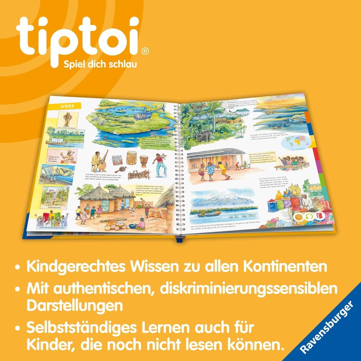 tiptoi Ravensburger Set: World Atlas (Children's Book) + 00110 Pen with World Map, Educational Toy for Children from 5 Years – Bild 5