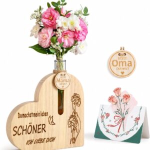Gifts for Mum, Grandma, Heart Vase, Mother’s Day Gift with 3D Greeting Card, Birthday Gift, Girlfriend Gifts for Women