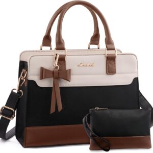 LOVEVOOK Women’s Medium PU Leather Handbag Small Handbag, Beige/Black/Brown, Utility